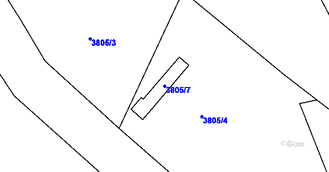 Parcela st. 3805/7 v KÚ Hustopeče u Brna, Katastrální mapa