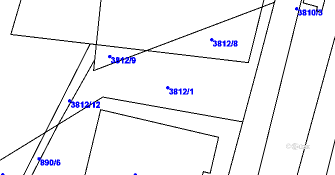 Parcela st. 3812/1 v KÚ Hustopeče u Brna, Katastrální mapa
