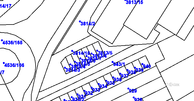Parcela st. 3813/5 v KÚ Hustopeče u Brna, Katastrální mapa