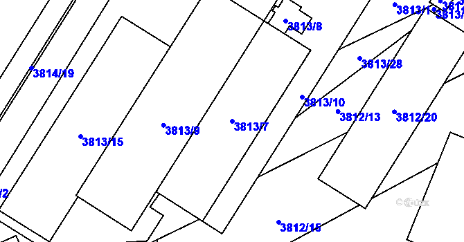 Parcela st. 3813/7 v KÚ Hustopeče u Brna, Katastrální mapa