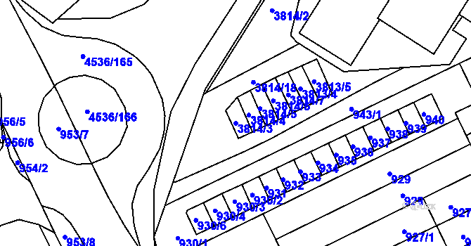 Parcela st. 3814/3 v KÚ Hustopeče u Brna, Katastrální mapa