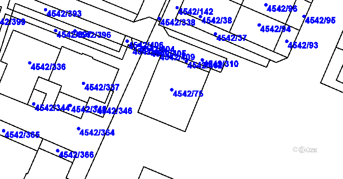 Parcela st. 4542/75 v KÚ Hustopeče u Brna, Katastrální mapa
