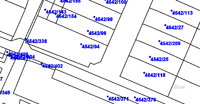 Parcela st. 4542/93 v KÚ Hustopeče u Brna, Katastrální mapa