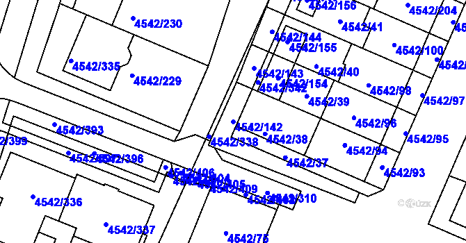 Parcela st. 4542/142 v KÚ Hustopeče u Brna, Katastrální mapa