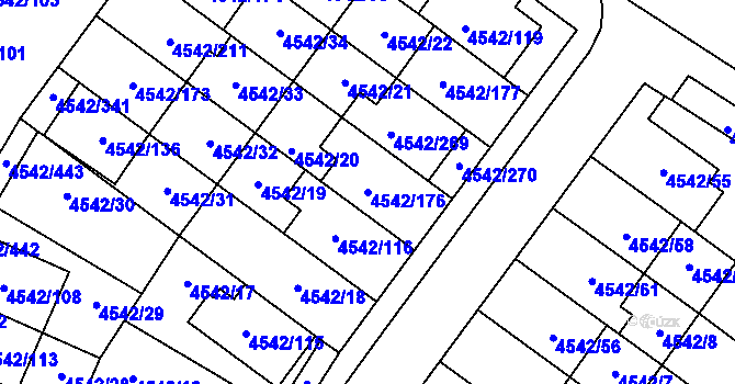 Parcela st. 4542/176 v KÚ Hustopeče u Brna, Katastrální mapa