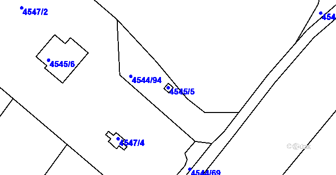Parcela st. 4545/5 v KÚ Hustopeče u Brna, Katastrální mapa