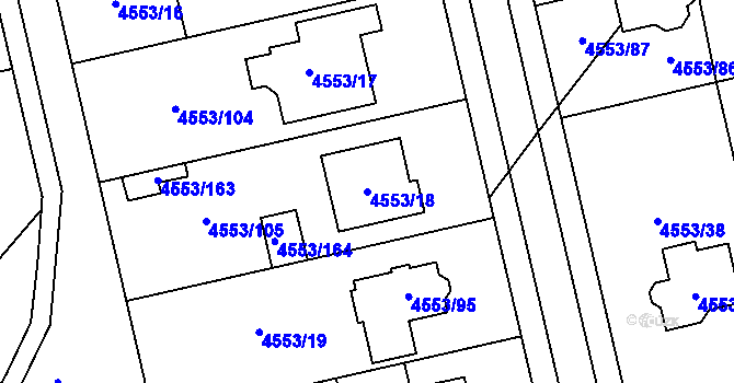 Parcela st. 4553/18 v KÚ Hustopeče u Brna, Katastrální mapa