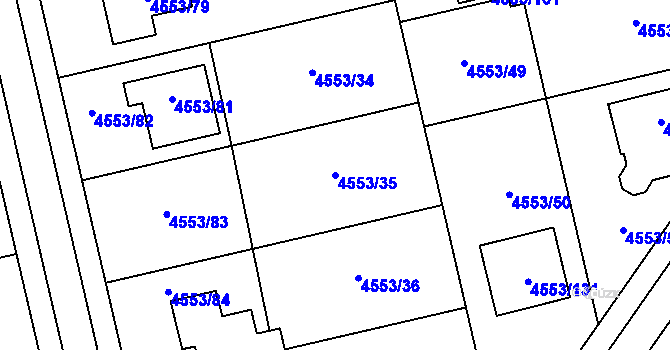 Parcela st. 4553/35 v KÚ Hustopeče u Brna, Katastrální mapa