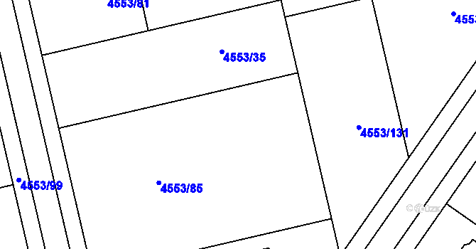 Parcela st. 4553/36 v KÚ Hustopeče u Brna, Katastrální mapa
