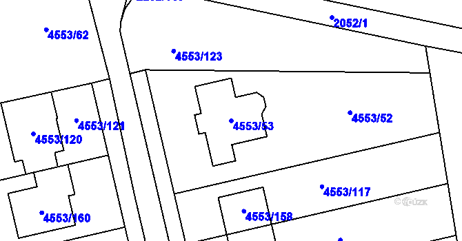 Parcela st. 4553/53 v KÚ Hustopeče u Brna, Katastrální mapa