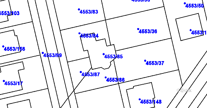 Parcela st. 4553/85 v KÚ Hustopeče u Brna, Katastrální mapa