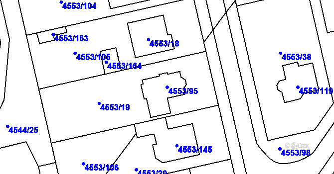 Parcela st. 4553/95 v KÚ Hustopeče u Brna, Katastrální mapa