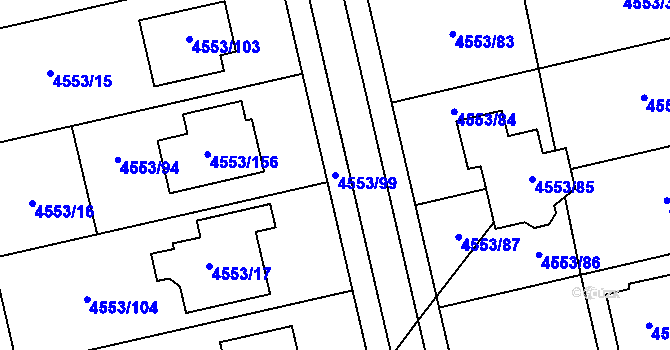 Parcela st. 4553/99 v KÚ Hustopeče u Brna, Katastrální mapa