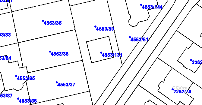 Parcela st. 4553/131 v KÚ Hustopeče u Brna, Katastrální mapa