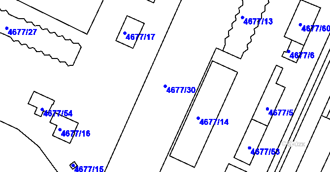 Parcela st. 4677/30 v KÚ Hustopeče u Brna, Katastrální mapa