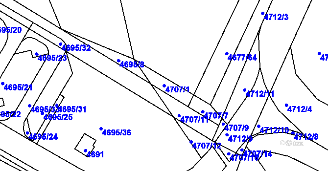 Parcela st. 4707/1 v KÚ Hustopeče u Brna, Katastrální mapa