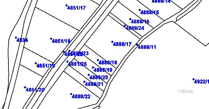 Parcela st. 4888 v KÚ Hustopeče u Brna, Katastrální mapa