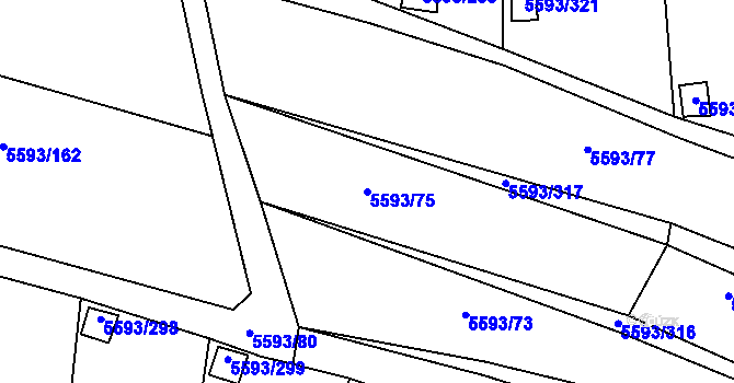 Parcela st. 5593/75 v KÚ Hustopeče u Brna, Katastrální mapa