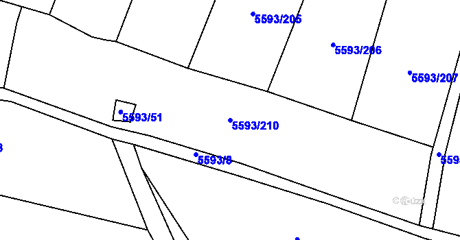 Parcela st. 5593/210 v KÚ Hustopeče u Brna, Katastrální mapa