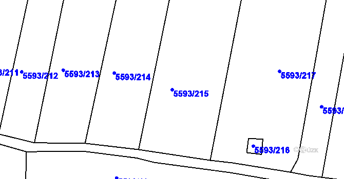 Parcela st. 5593/215 v KÚ Hustopeče u Brna, Katastrální mapa