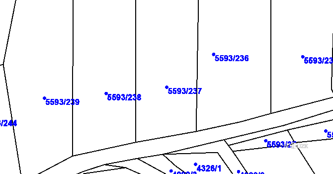 Parcela st. 5593/237 v KÚ Hustopeče u Brna, Katastrální mapa