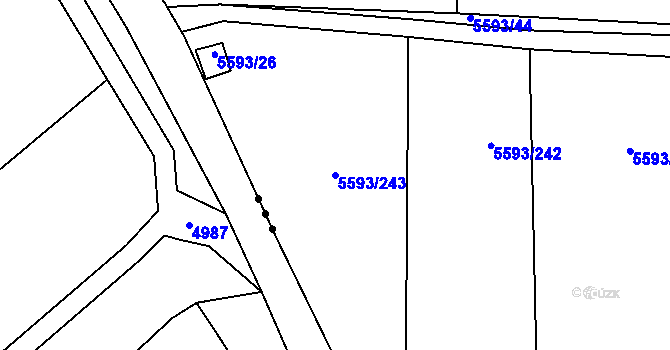Parcela st. 5593/243 v KÚ Hustopeče u Brna, Katastrální mapa