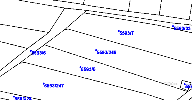 Parcela st. 5593/248 v KÚ Hustopeče u Brna, Katastrální mapa