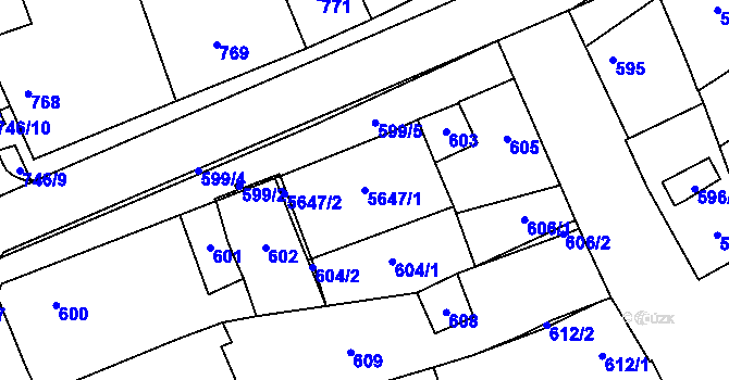 Parcela st. 5647/1 v KÚ Hustopeče u Brna, Katastrální mapa