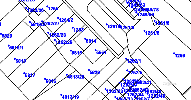 Parcela st. 5661 v KÚ Hustopeče u Brna, Katastrální mapa