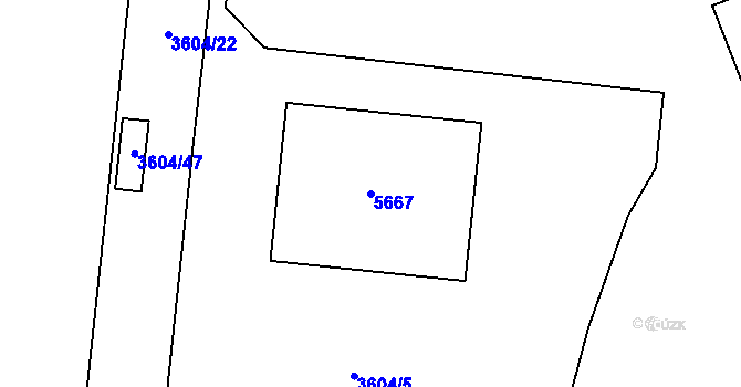 Parcela st. 5667 v KÚ Hustopeče u Brna, Katastrální mapa