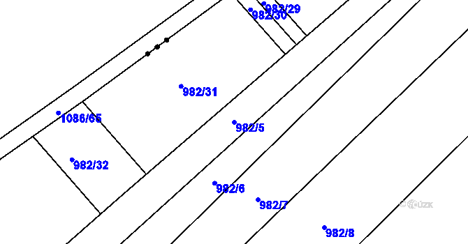 Parcela st. 982/5 v KÚ Hustopeče u Brna, Katastrální mapa