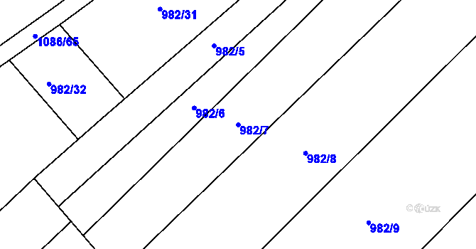 Parcela st. 982/7 v KÚ Hustopeče u Brna, Katastrální mapa