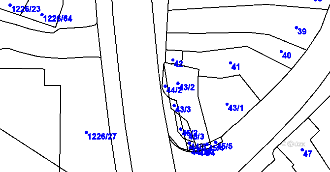 Parcela st. 44/2 v KÚ Hustopeče u Brna, Katastrální mapa