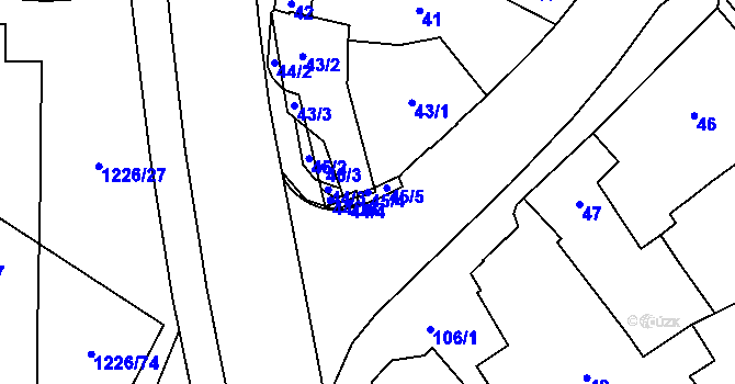 Parcela st. 45/4 v KÚ Hustopeče u Brna, Katastrální mapa