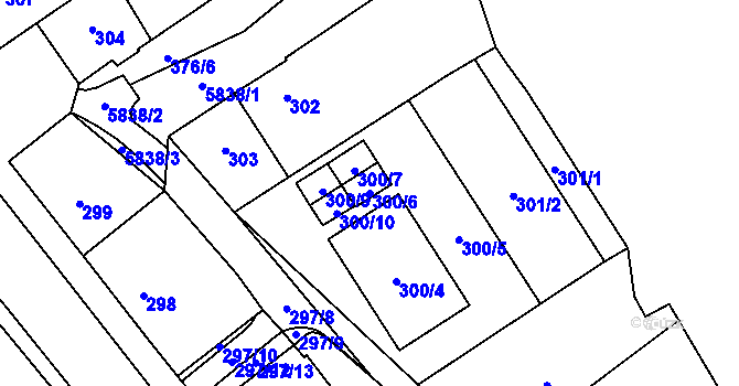 Parcela st. 300/6 v KÚ Hustopeče u Brna, Katastrální mapa