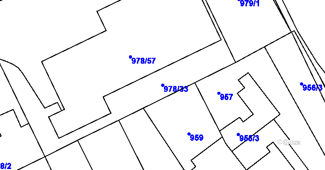 Parcela st. 978/33 v KÚ Hustopeče u Brna, Katastrální mapa