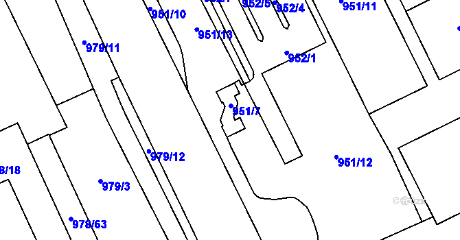 Parcela st. 951/7 v KÚ Hustopeče u Brna, Katastrální mapa