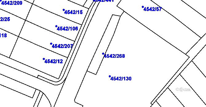 Parcela st. 4542/268 v KÚ Hustopeče u Brna, Katastrální mapa