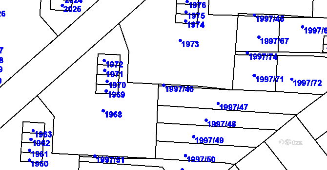 Parcela st. 1997/46 v KÚ Hustopeče u Brna, Katastrální mapa