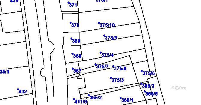 Parcela st. 375/4 v KÚ Hustopeče u Brna, Katastrální mapa