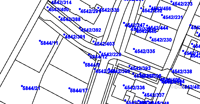 Parcela st. 4542/228 v KÚ Hustopeče u Brna, Katastrální mapa