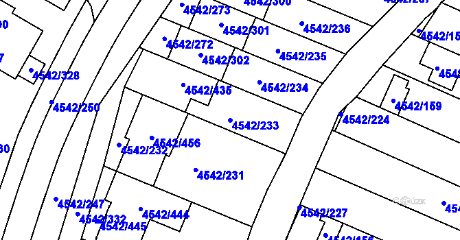 Parcela st. 4542/233 v KÚ Hustopeče u Brna, Katastrální mapa
