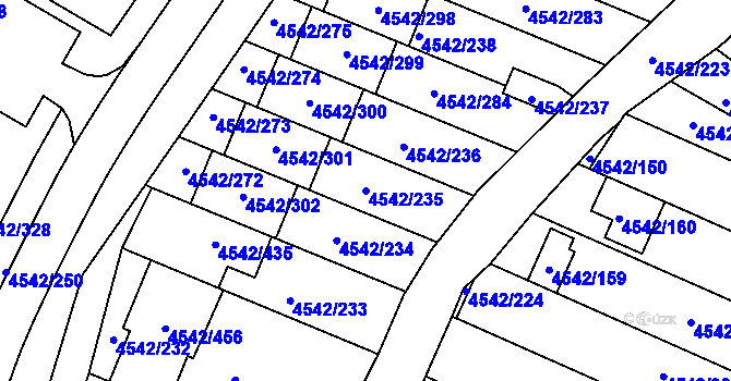 Parcela st. 4542/235 v KÚ Hustopeče u Brna, Katastrální mapa