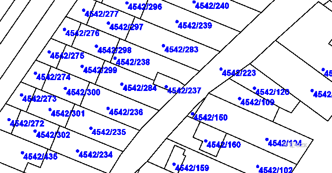 Parcela st. 4542/237 v KÚ Hustopeče u Brna, Katastrální mapa