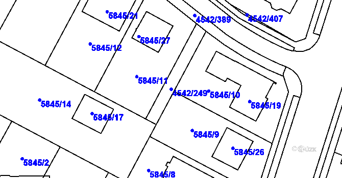 Parcela st. 4542/249 v KÚ Hustopeče u Brna, Katastrální mapa