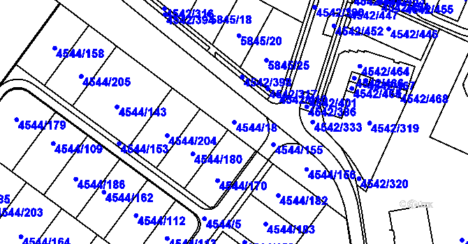 Parcela st. 4544/18 v KÚ Hustopeče u Brna, Katastrální mapa