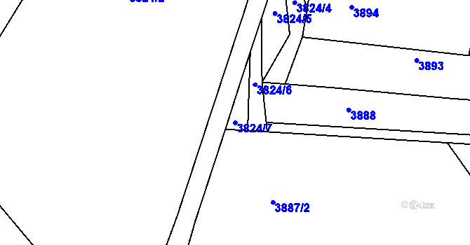 Parcela st. 3824/7 v KÚ Hustopeče u Brna, Katastrální mapa
