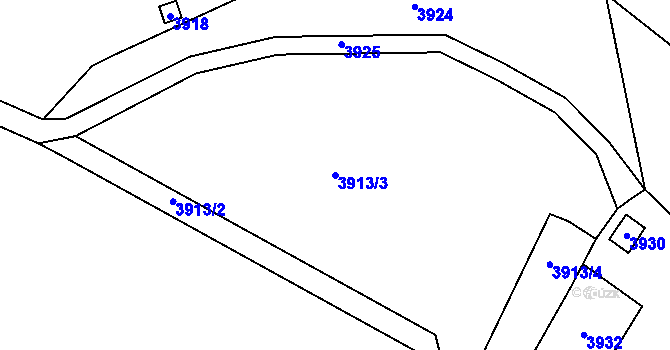 Parcela st. 3913/3 v KÚ Hustopeče u Brna, Katastrální mapa