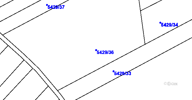 Parcela st. 5429/36 v KÚ Hustopeče u Brna, Katastrální mapa