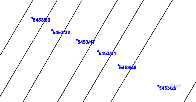 Parcela st. 5453/31 v KÚ Hustopeče u Brna, Katastrální mapa